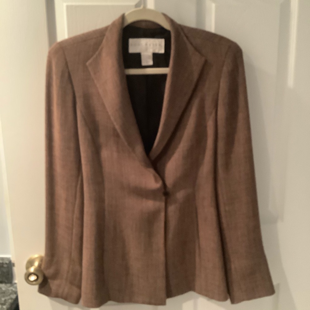 COPY - Don Caster pants suit in brown/black tweed.  Pant size 6, Jacket is a si…